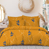 Yellow Cotton Elastic 160 TC King Bedsheet with 2 Pillow Covers