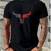 Men Printed Round Neck Polyester Black T-Shirt