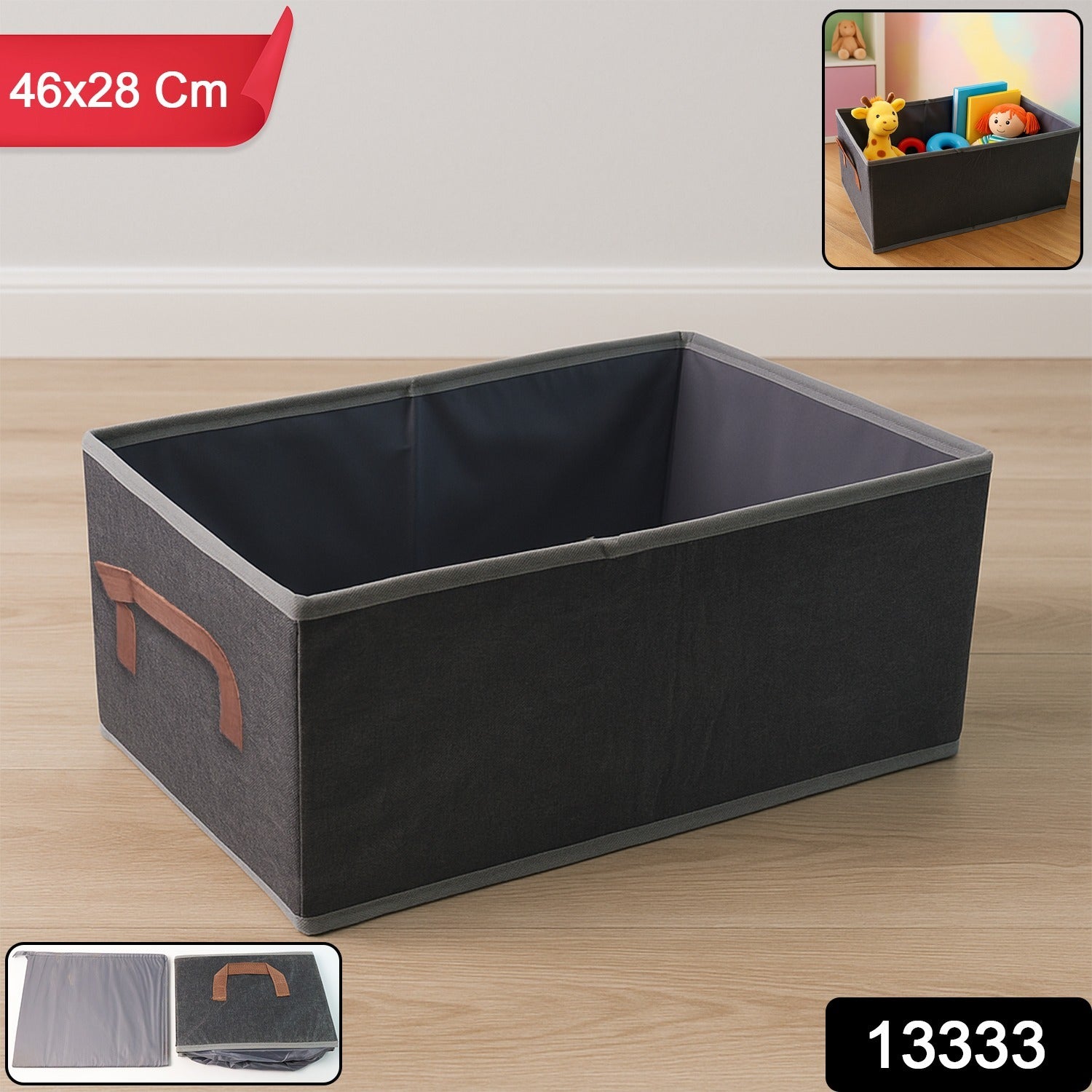Foldable Rectangular Storage Box With Handle (46x28 Cm 1 Pc)