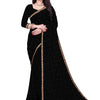 Lycra Blend Solid Saree for Women (Black, 6.3 m)
