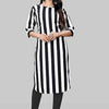 Crepe Striped Kurti for Women (Black & White, S)
