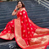 Jacquard Printed Saree for Women (Red, 6.3 m)