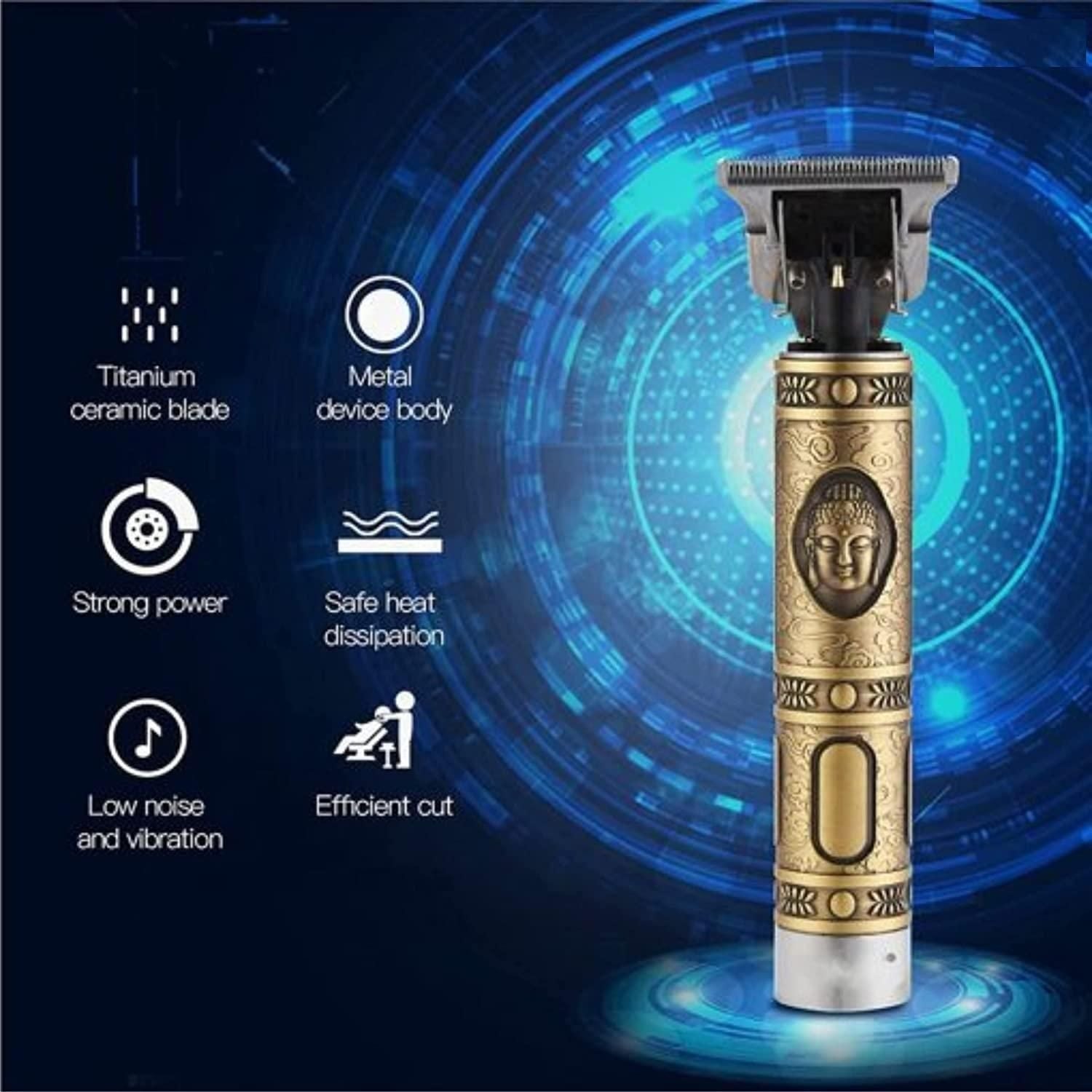 Hair Trimmer For Men Buddha Style Trimmer, Professional Hair Clipper, Adjustable Blade Clipper, Hair Trimmer and Shaver,Retro Oil Head Close Cut Precise hair Trimming Machine (Golden) - Ankaa Store