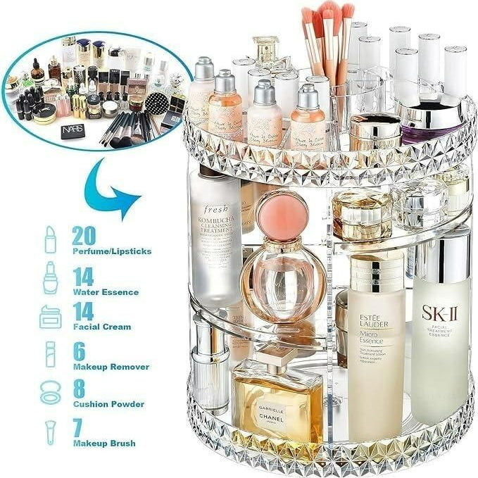 Makeup Organizer Adjustable 360 Rotation Box Case - Ankaa Store