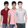 Poly Cotton Solid Half Sleeves Mens Polo T-shirt (Multicolor, M) (Pack of 3)
