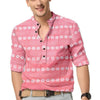 Men's Printed Spread Collar Casual Shirt Pink