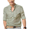 Men's Printed Spread Collar Casual Shirt Green