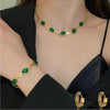 EmeraldGleam™ Oval Green Crystal Pendant Necklace & Bracelet Set – Elegance Redefined