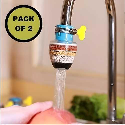 Activated Carbon Faucet Water Filters Universal Interface Home Kitchen Faucet Tap Water Clean Purifier Filter Cartridge Five Layer Water Filter - Multi Color (Pack of 2) - Ankaa Store