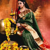 Jacquard Saree With Blouse For Women (Green, 6.3M)