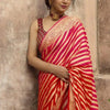 Jacquard Striped Saree for Women (Red, 6.3 m)