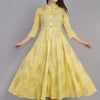 Anarkali Rayon Printed Kurti for Women (Yellow, L)