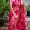 Jacquard Saree With Blouse For Women (Pink, 6.3M)