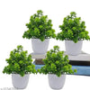 Artificial Plants with Pot (Green & White, Pack of 4)