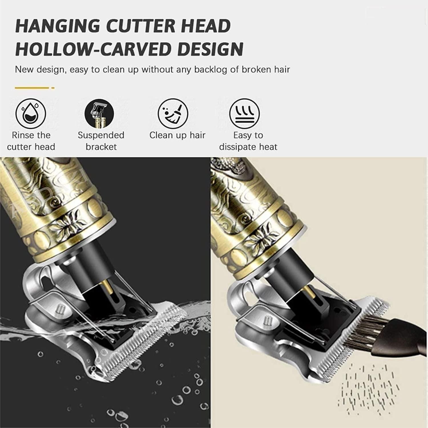 Hair Trimmer For Men Buddha Style Trimmer, Professional Hair Clipper, Adjustable Blade Clipper, Hair Trimmer and Shaver,Retro Oil Head Close Cut Precise hair Trimming Machine (Golden) - Ankaa Store